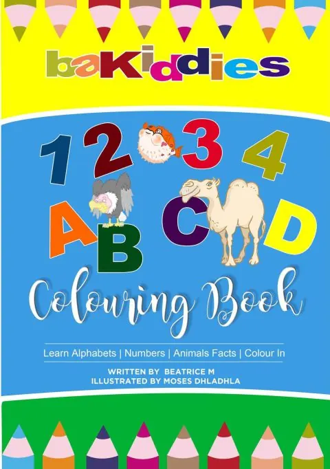 Bakiddies alphabet and numbers colouring book cover